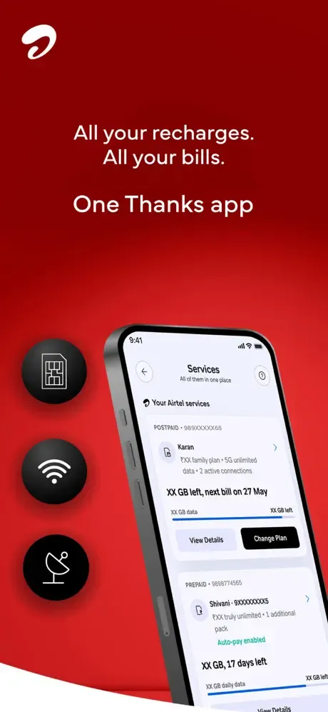 Airtel Thanks: Recharge & Bank screenshot 1