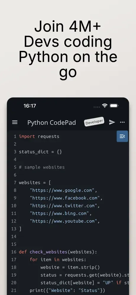 Python Coding Editor & IDE App screenshot 1