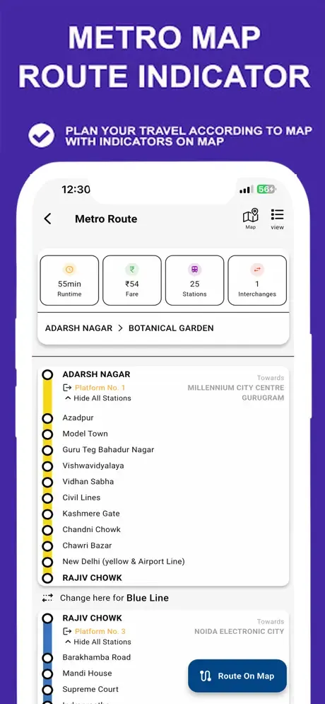 Delhi Metro Route Map and Fare screenshot 2