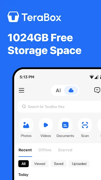 TeraBox: 1TB Cloud & AI Space screenshot 1